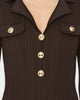 Brown Viscose Rib Knit Midi Dress
