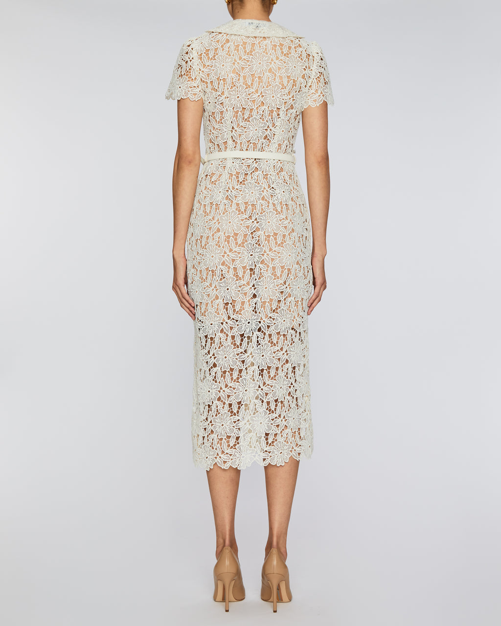 Self Portrait Cream Lace Midi Dress model image back