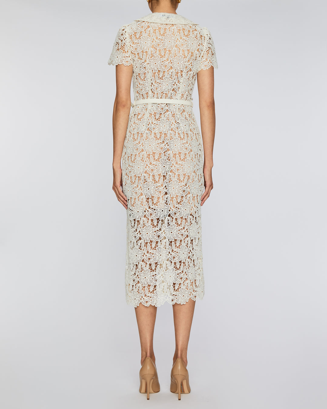Self Portrait Cream Lace Midi Dress model image back