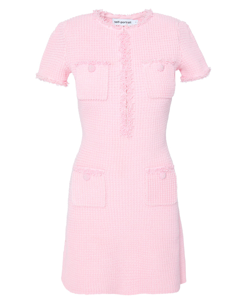 Pink Textured Knit Mini Dress