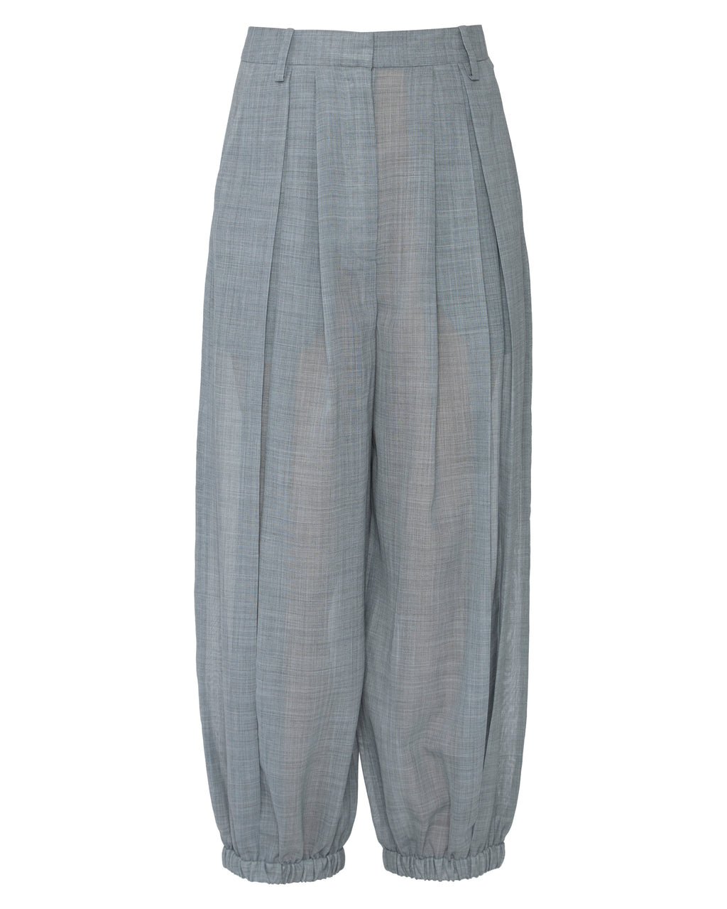 TIBI Sheer Wool Gauze Pleated Long Balloon Pant