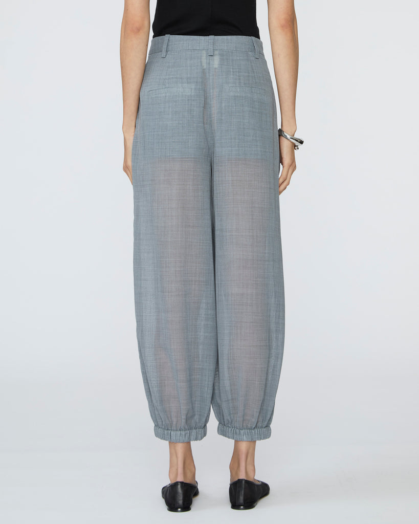 TIBI Sheer Wool Gauze Pleated Long Balloon Pant