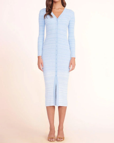 Shoko Sweater Dress in French Blue/White