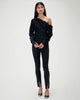 Alice Satin One Shoulder Top in Black