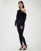 Alice Satin One Shoulder Top in Black