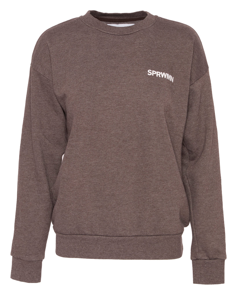 SPRWMN Tiny Logo Sweatshirt in Heathered Brown