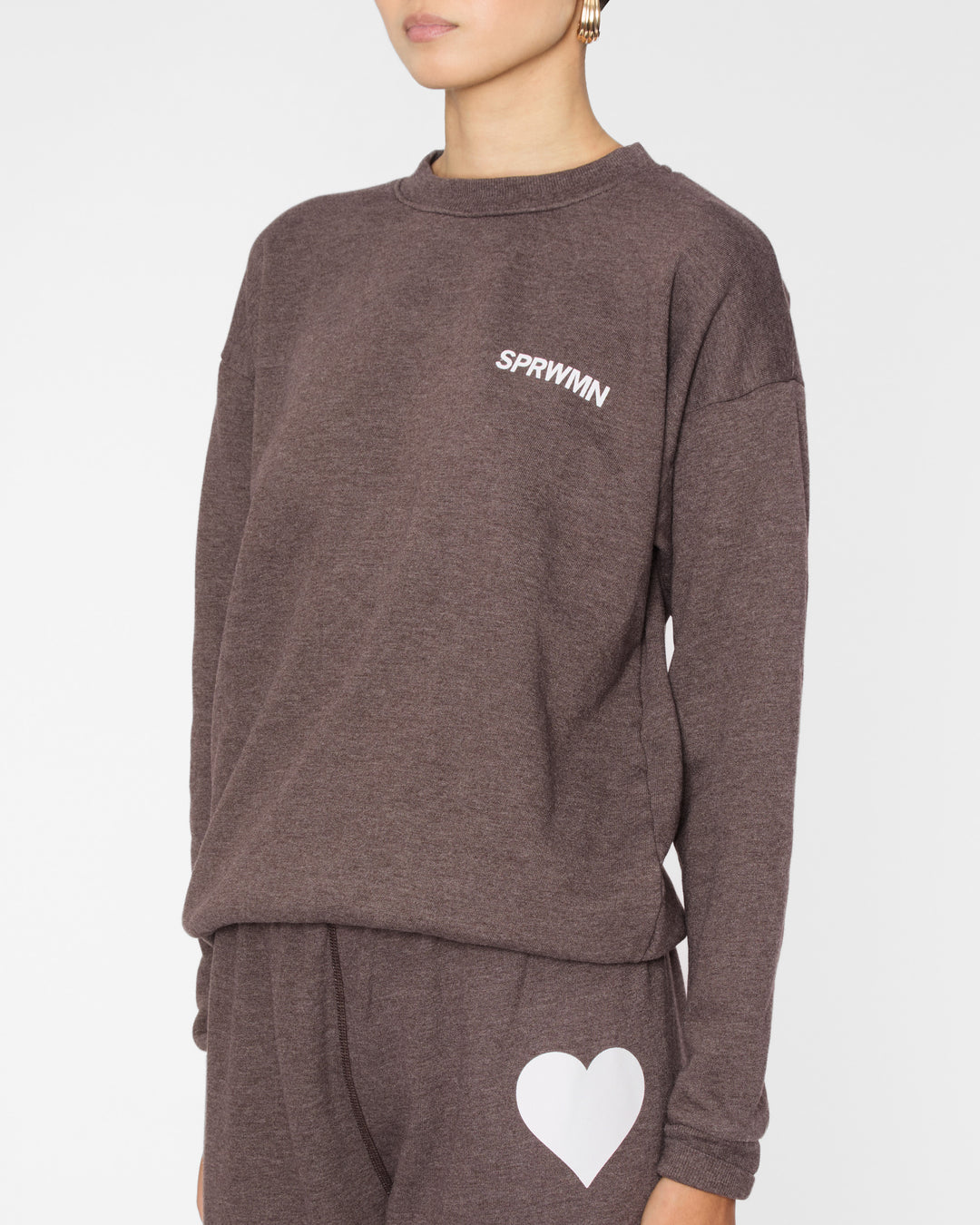SPRWMN Tiny Logo Sweatshirt in Heathered Brown
