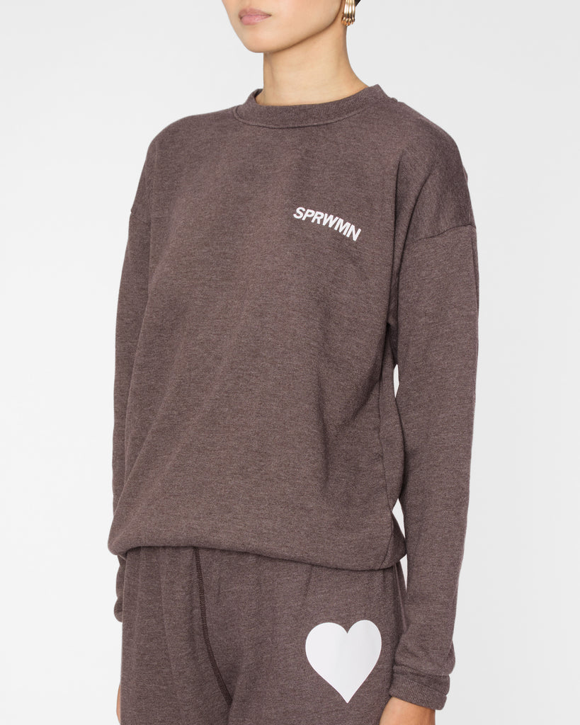 SPRWMN Tiny Logo Sweatshirt in Heathered Brown