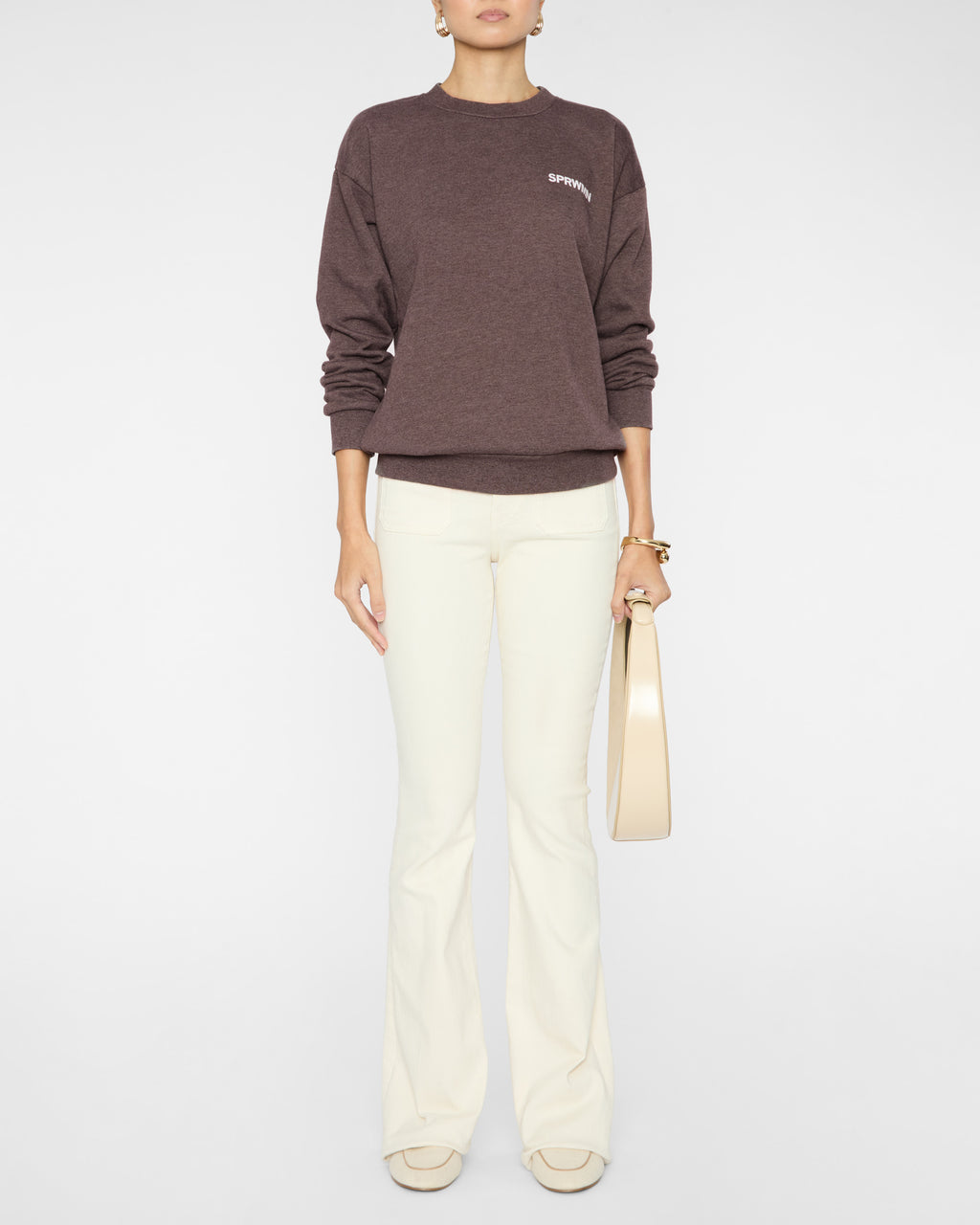 SPRWMN Tiny Logo Sweatshirt in Heathered Brown