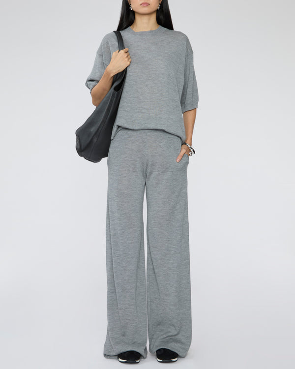 SPRWMN Cashmere Wide Leg Pants in Grey