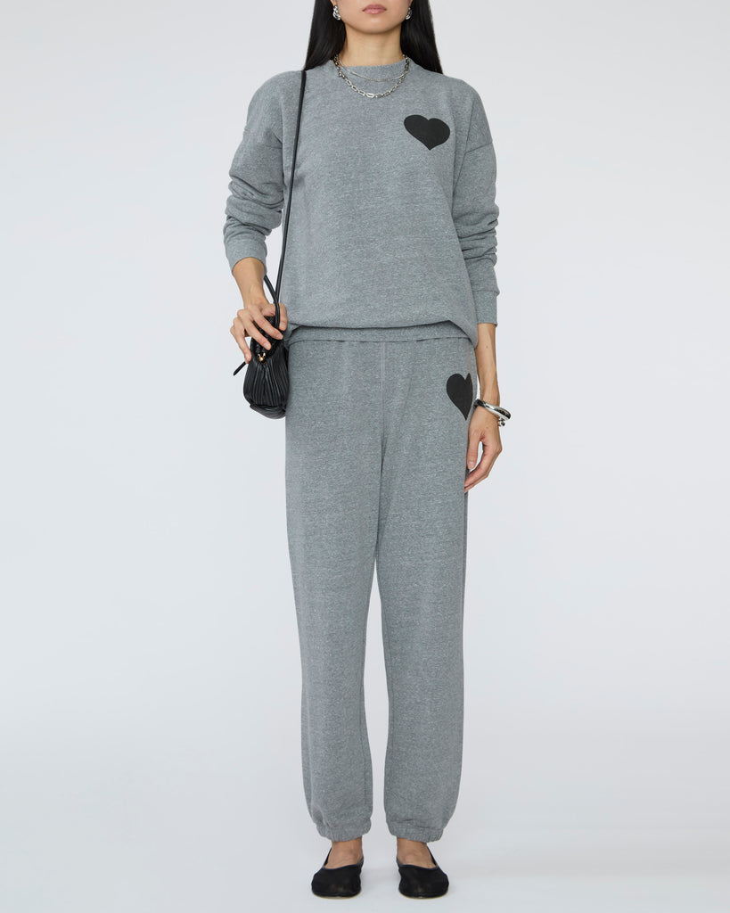 SPRWMN Heart Sweatshirt in Heather Grey/Black