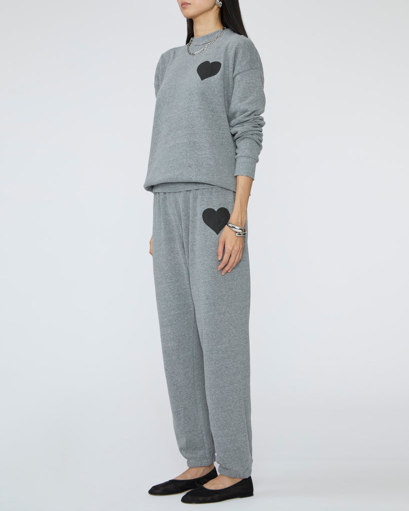 SPRWMN Heart Sweatshirt in Heather Grey/Black