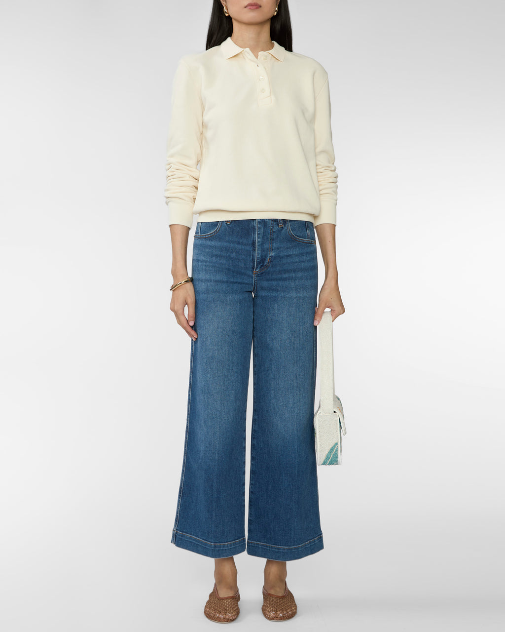 Polo Sweatshirt in Cream