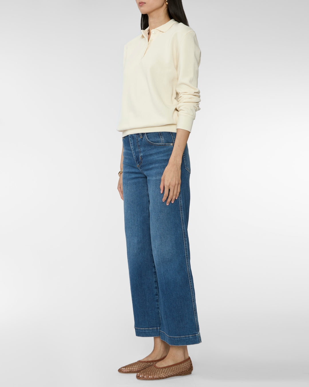 SPRWMN Polo Sweatshirt in Cream