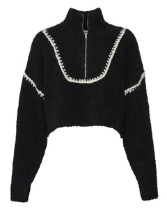 Cropped Hampton Sweater in Black