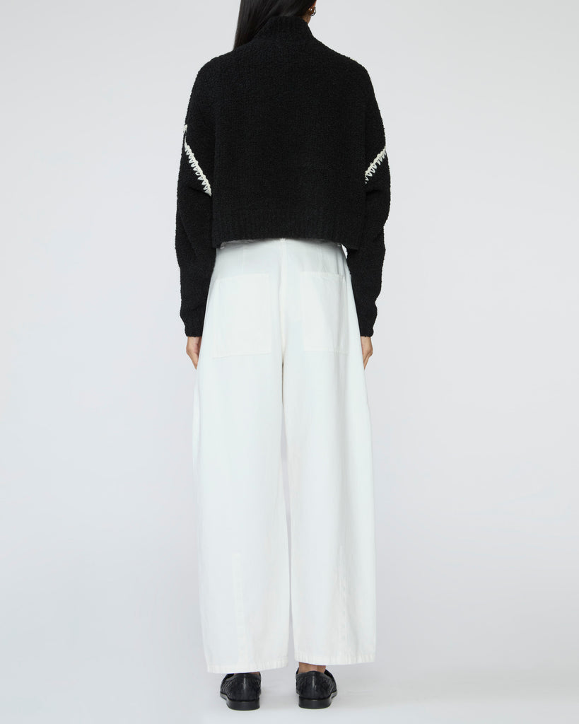STAUD Cropped Hampton Sweater in Black