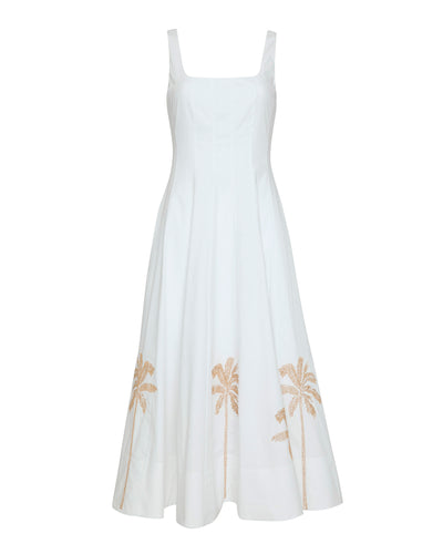 Wells Dress in White Embroidery