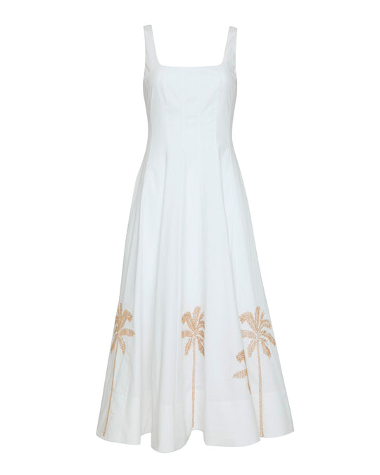 STAUD Wells Dress in White Embroidery