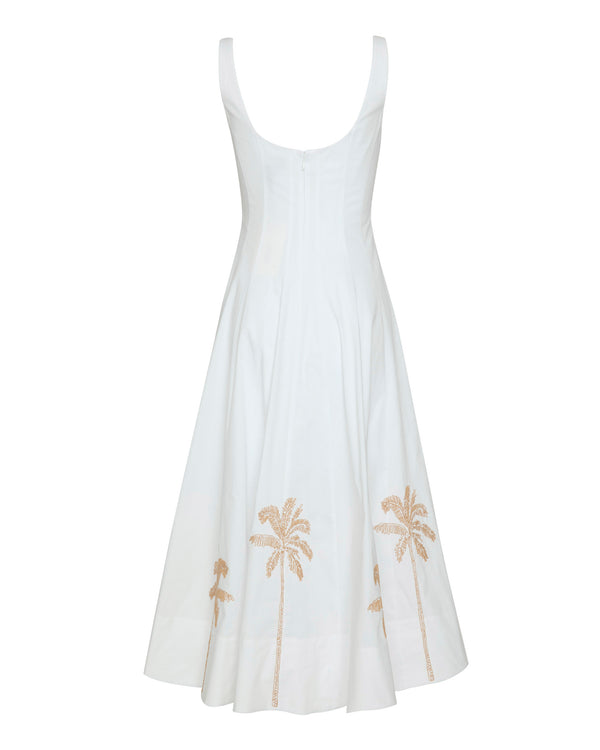 STAUD Wells Dress in White Embroidery