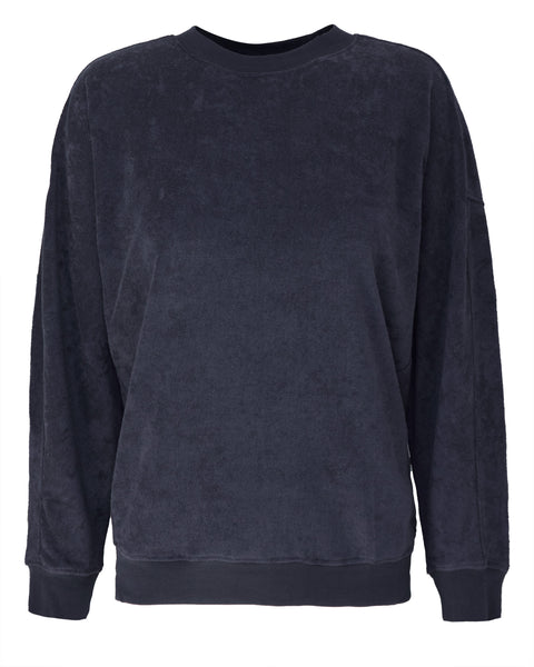 Summer Terry Crewneck Sweatshirt in Dark Navy