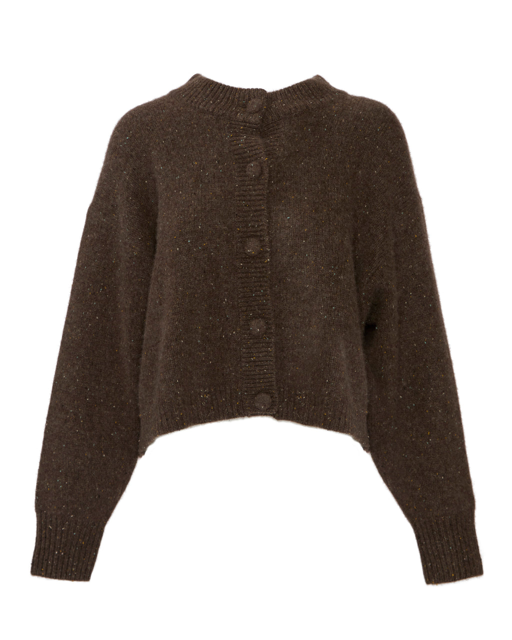 FRAME The Cashmere Fleck Cardi in Brown