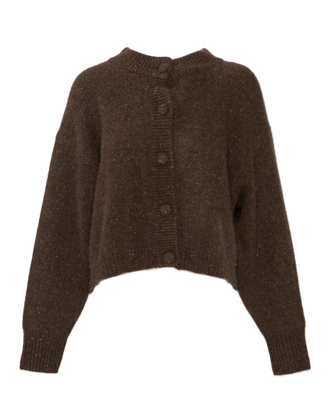FRAME The Cashmere Fleck Cardi in Brown