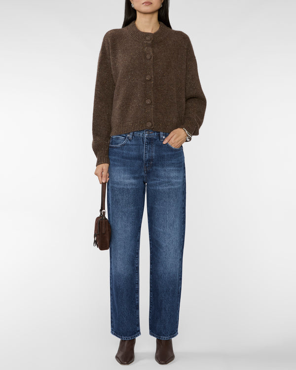 FRAME The Cashmere Fleck Cardi in Brown
