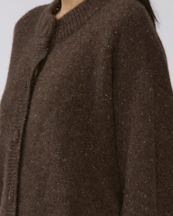 FRAME The Cashmere Fleck Cardi in Brown