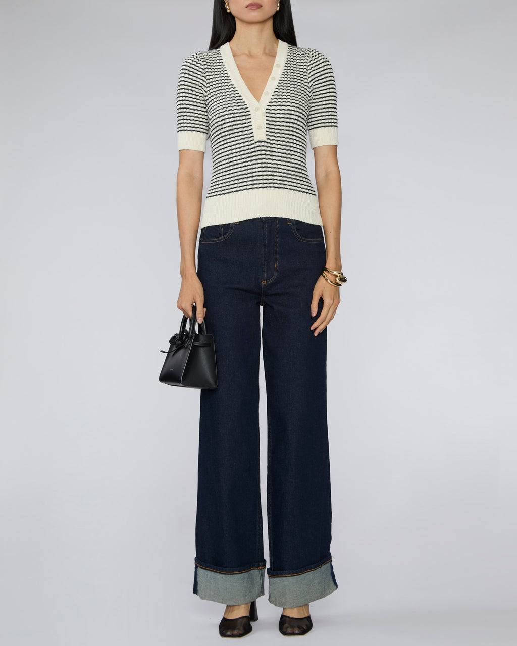 FRAME The Stripe V - Neck Sweater