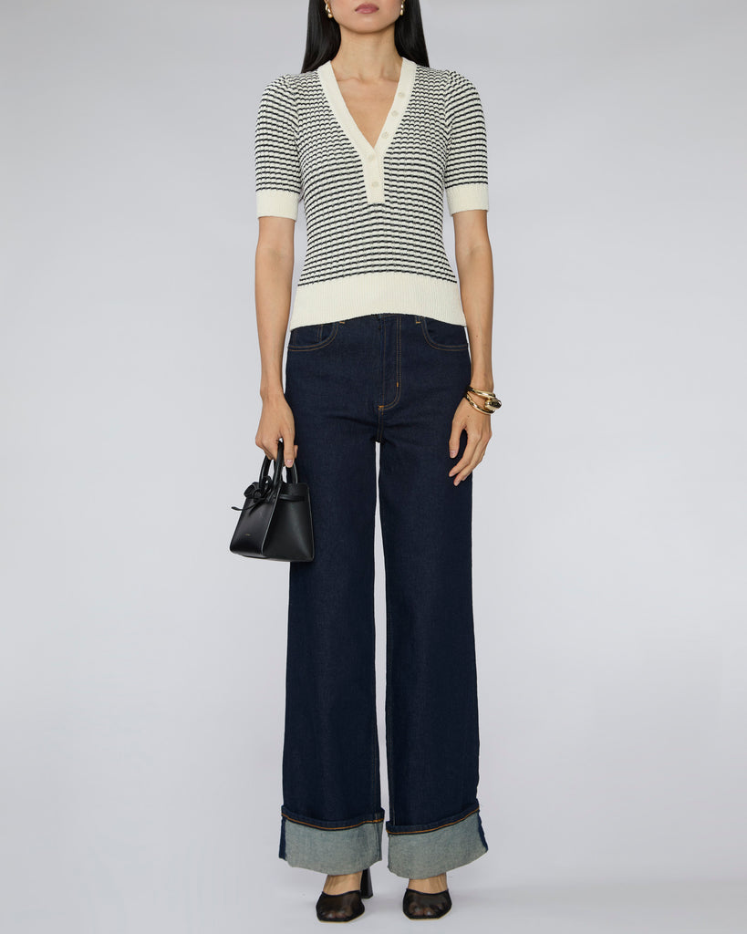 FRAME The Stripe V - Neck Sweater