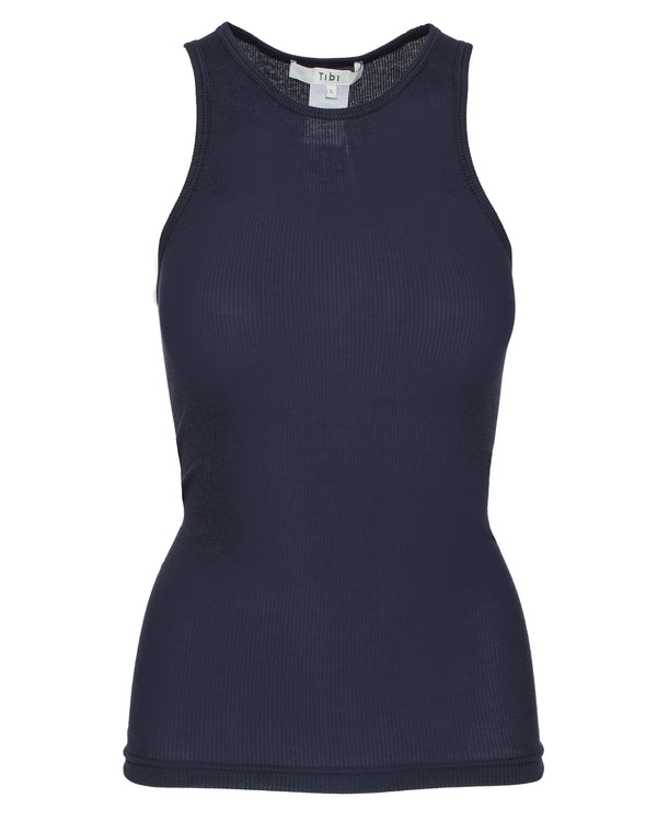 TIBI Circular Fine Rib T Tank
