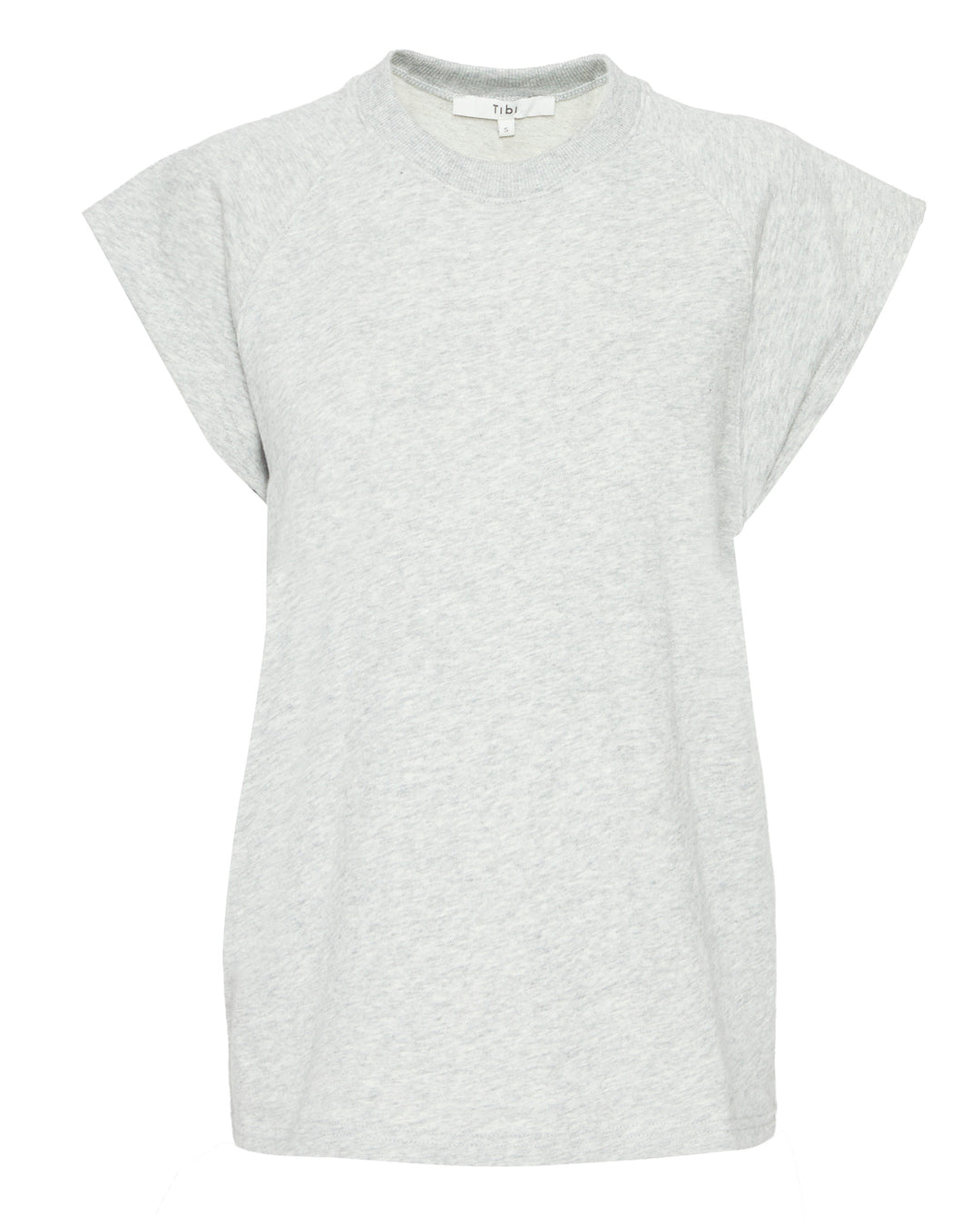 TIBI Light Weight Sweatshirting Sleeveless Easy Top in Heather Grey