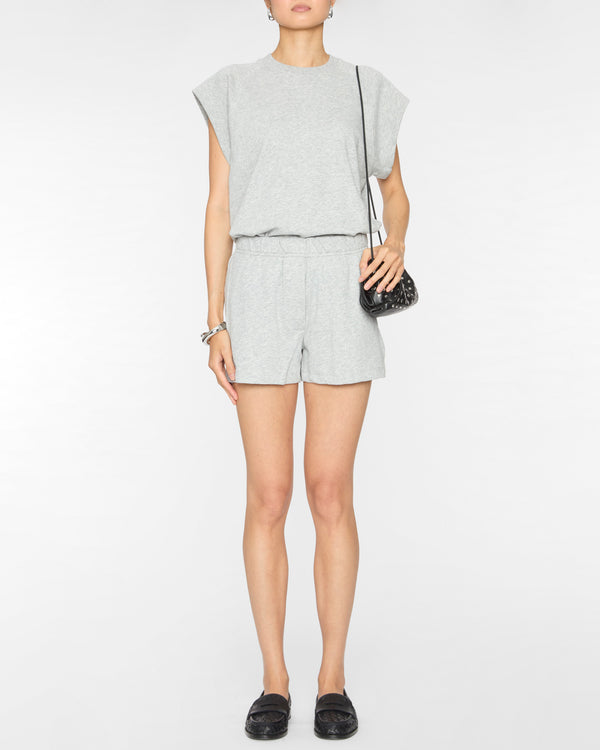TIBI Light Weight Sweatshirting Sleeveless Easy Top in Heather Grey