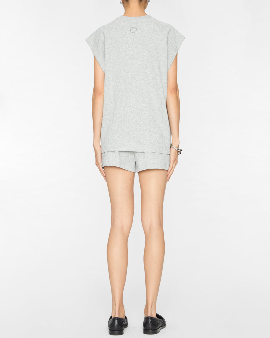 TIBI Light Weight Sweatshirting Sleeveless Easy Top in Heather Grey