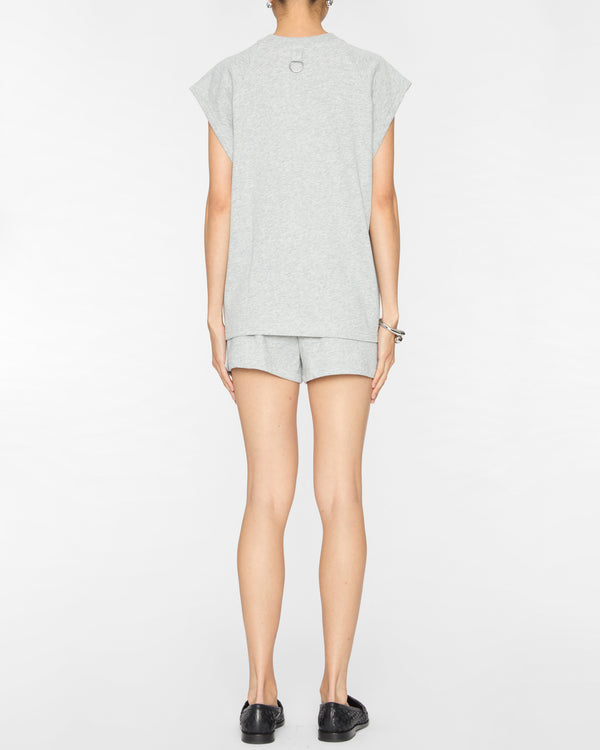 TIBI Light Weight Sweatshirting Sleeveless Easy Top in Heather Grey