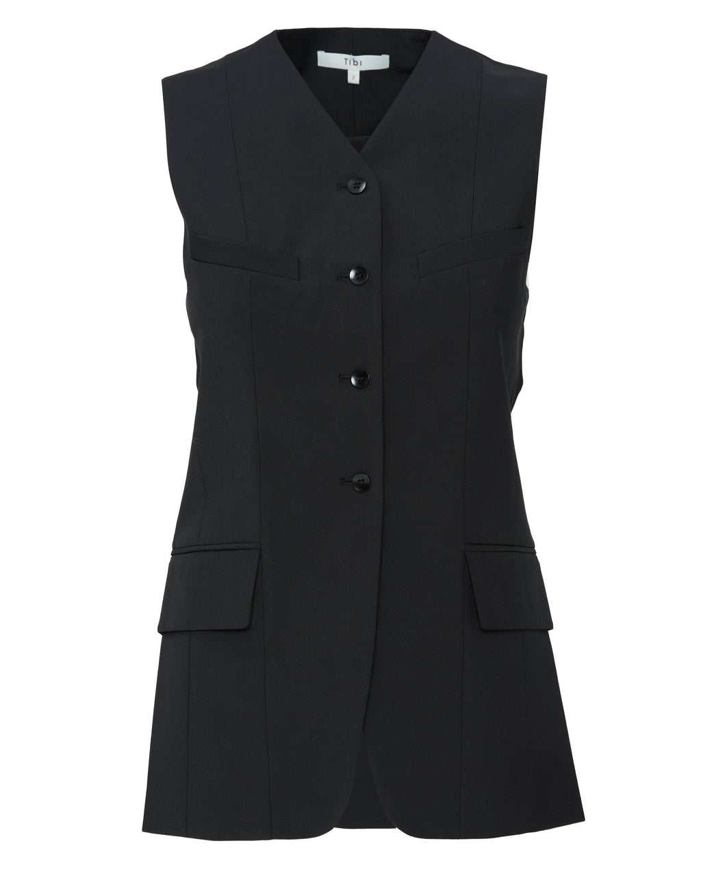 TIBI Recycled Tropical Wool Vest with Blousant Back