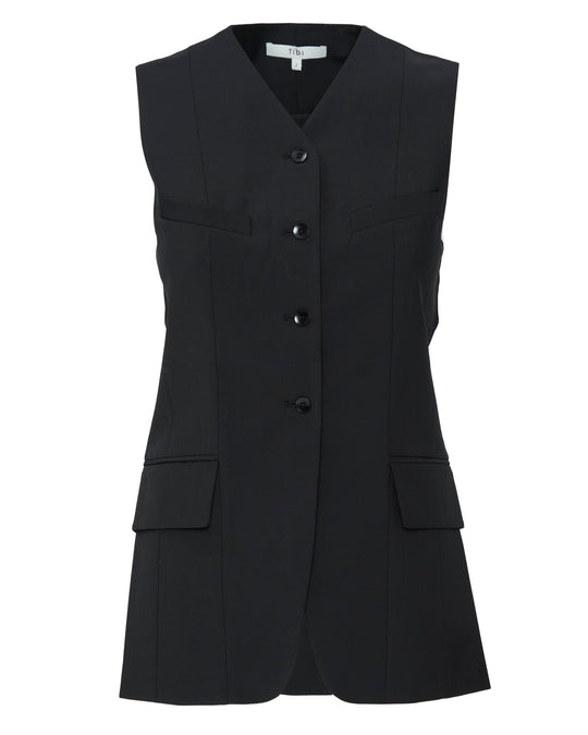 TIBI Recycled Tropical Wool Vest with Blousant Back