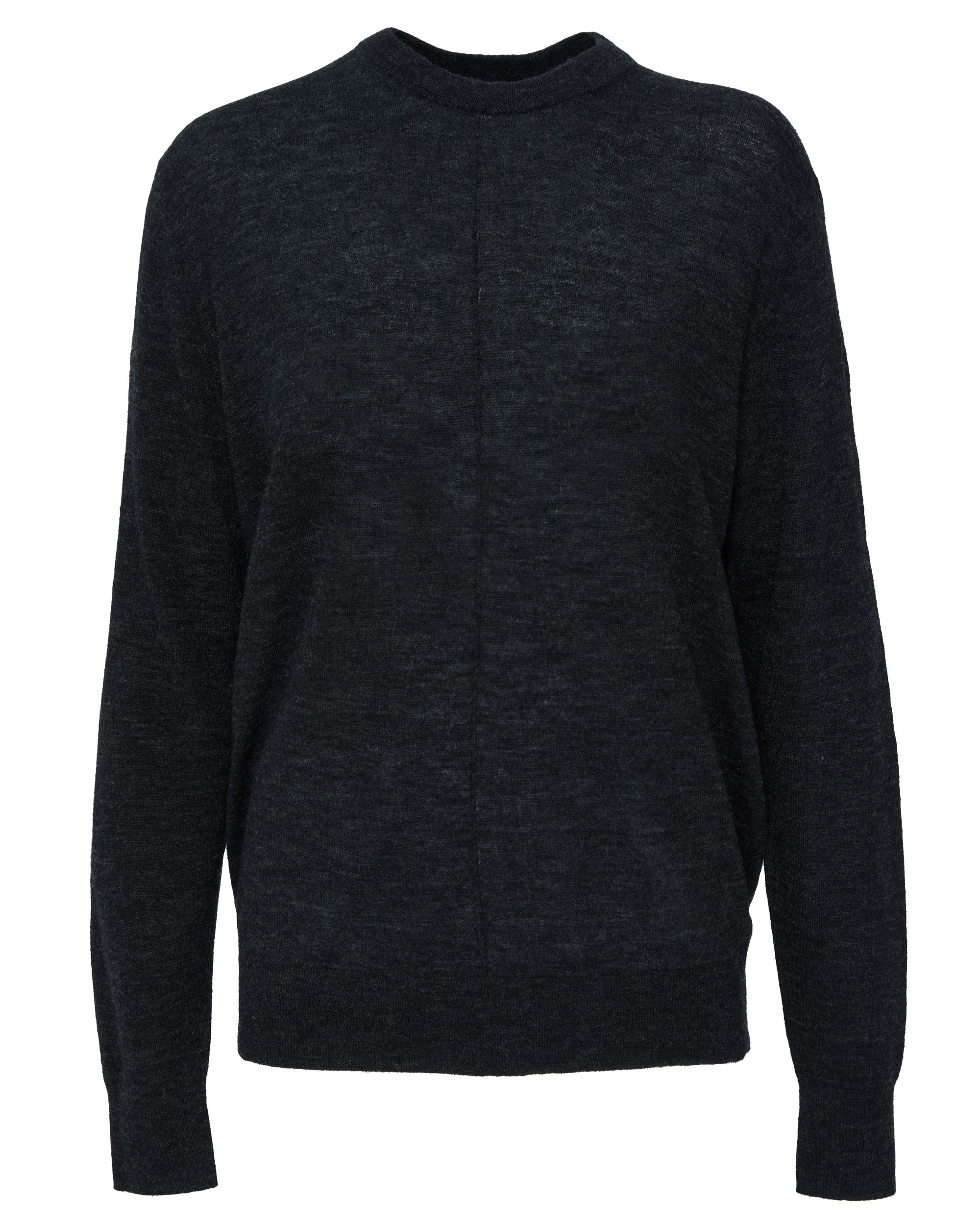 TIBI Skinlike Mercerized Wool Crewneck Pullover in Charcoal