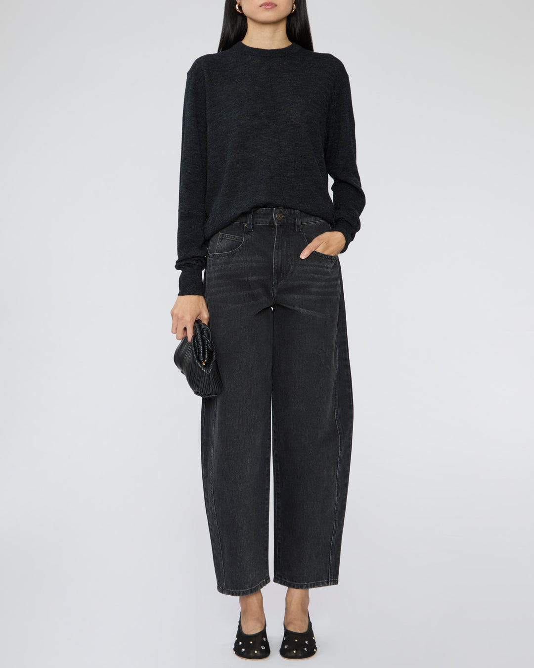 TIBI Skinlike Mercerized Wool Crewneck Pullover