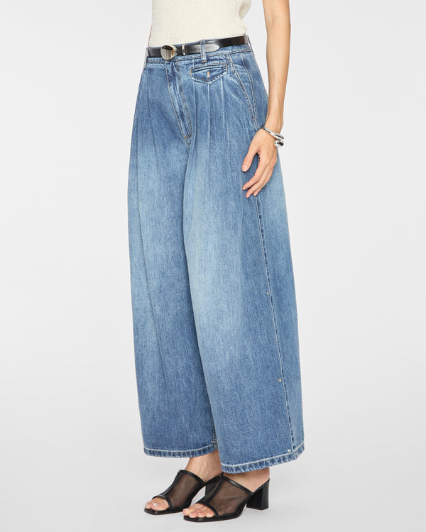 TIBI Spring Denim Triple Pleat Pant