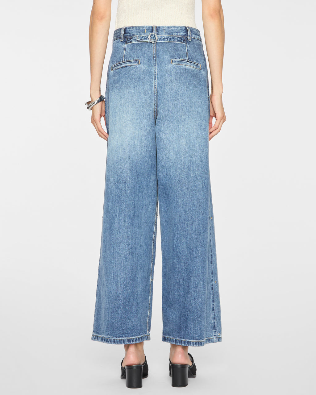 TIBI Spring Denim Triple Pleat Pant