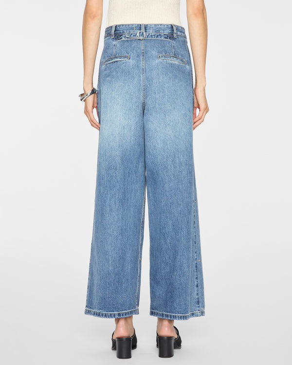 TIBI Spring Denim Triple Pleat Pant