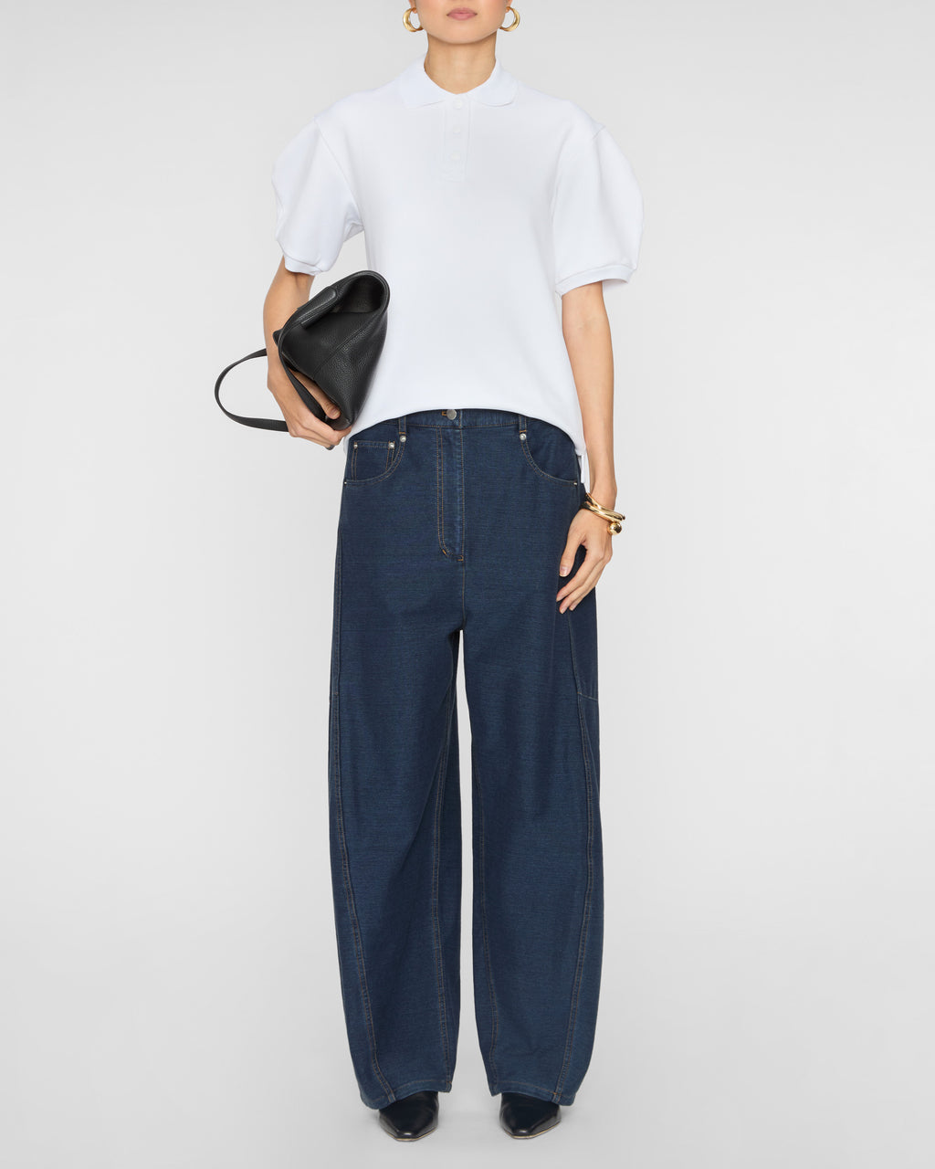 TIBI Luxe Pique Polo Shirt