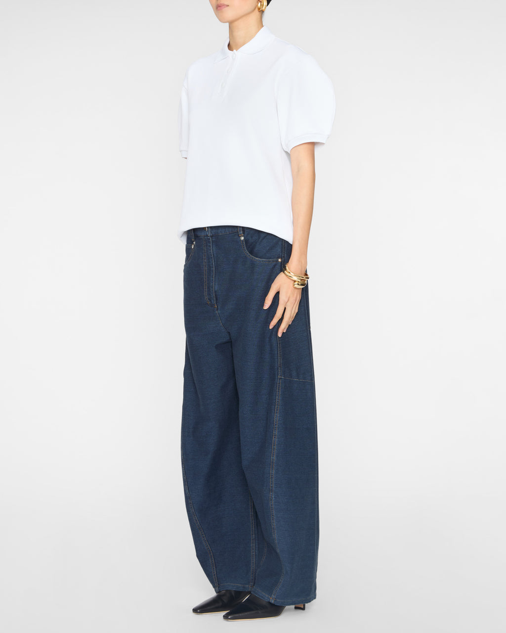 TIBI Luxe Pique Polo Shirt