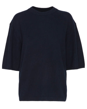 Washable Cashmere Oversized Easy T in Navy