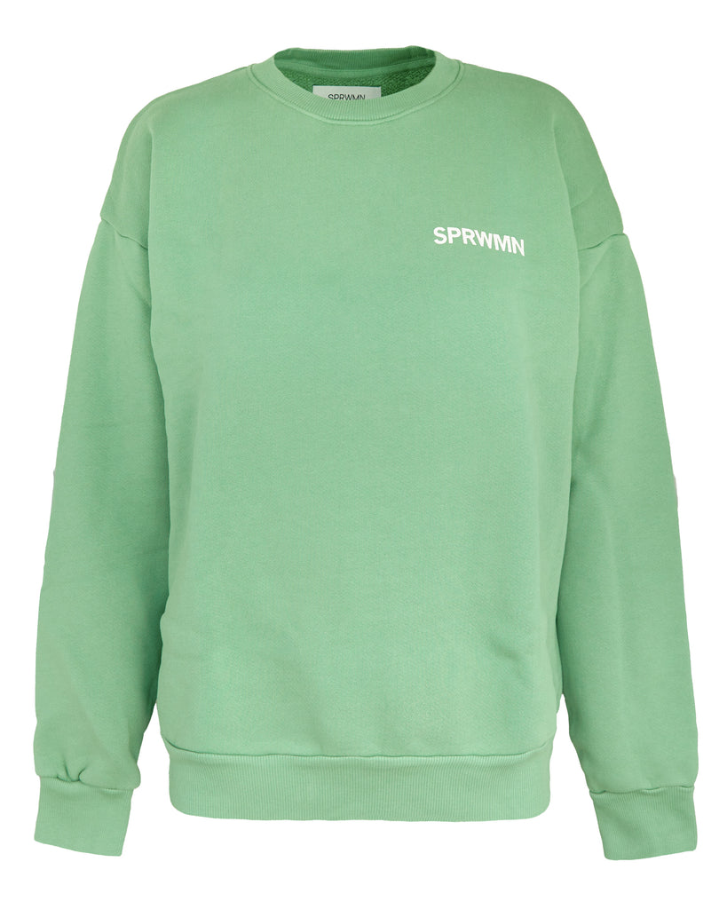 Sprwmn tiny logo sweatshirt in evergreen capsule shop