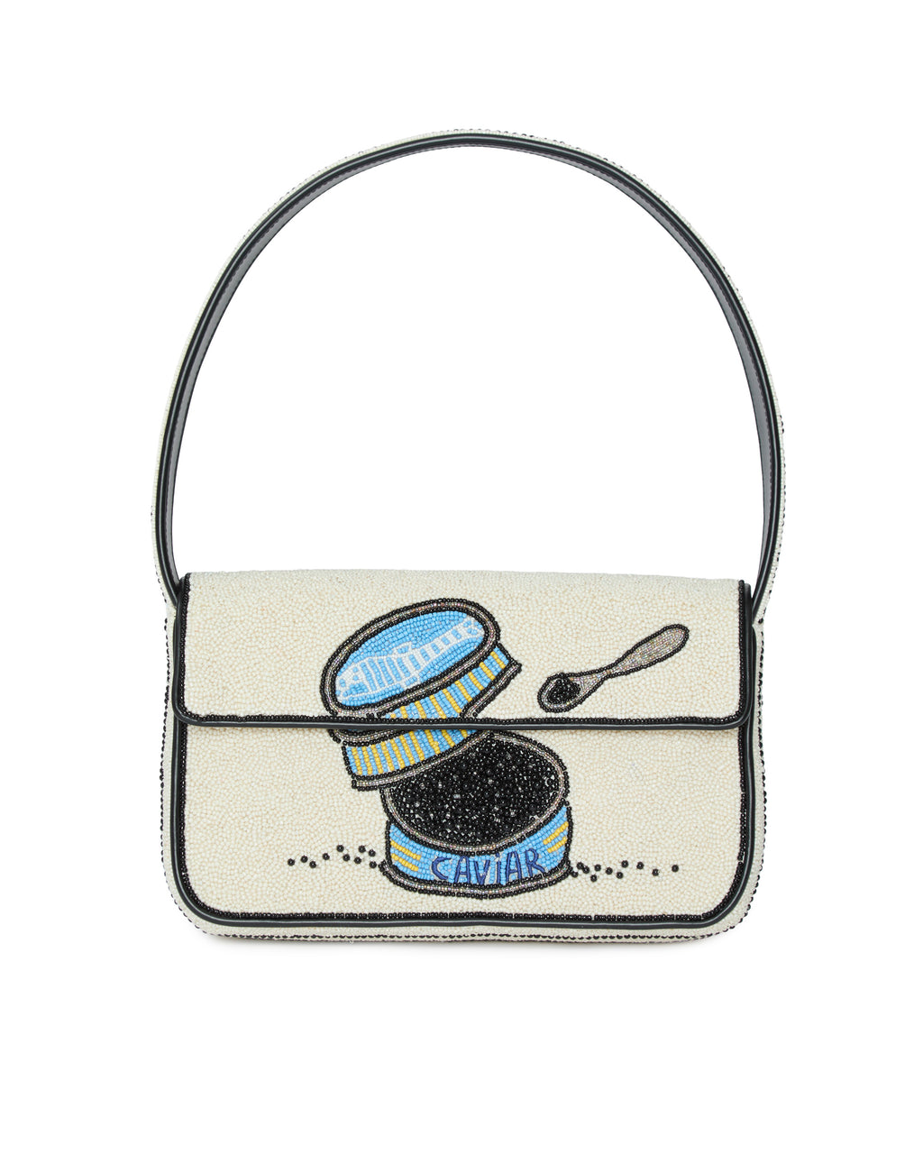 STAUD Tommy Beaded Bag in Caviar Dreams