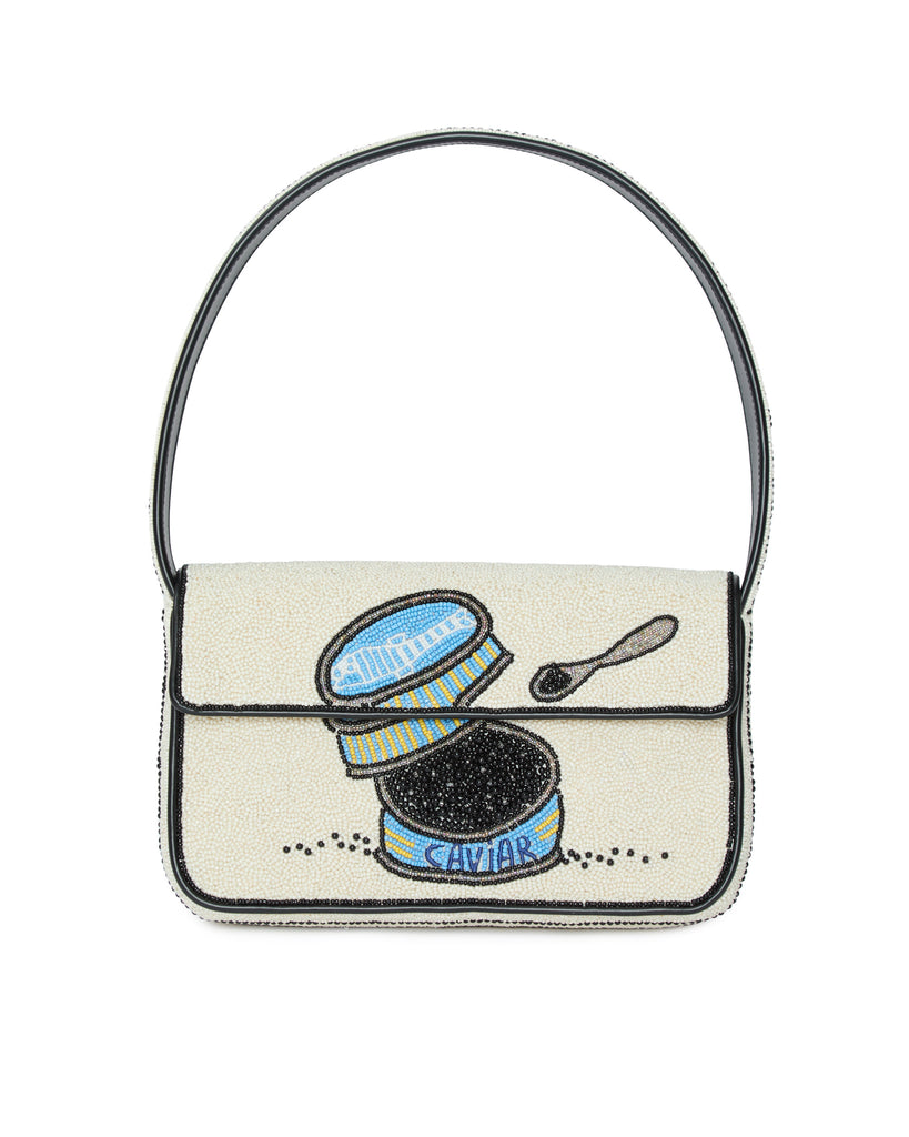 STAUD Tommy Beaded Bag in Caviar Dreams
