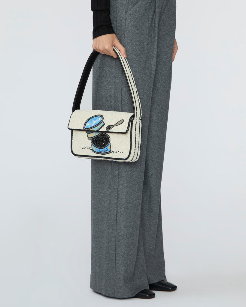 STAUD Tommy Beaded Bag in Caviar Dreams