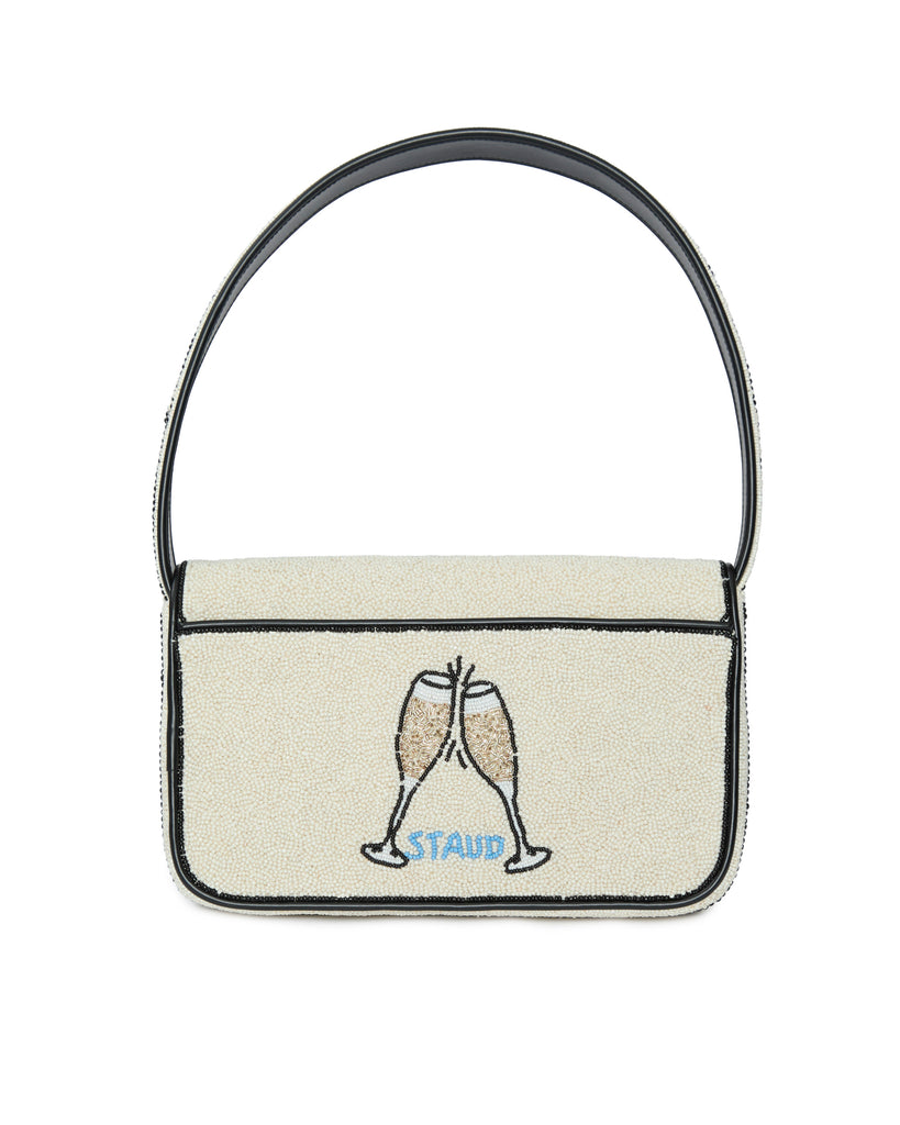 STAUD Tommy Beaded Bag in Caviar Dreams